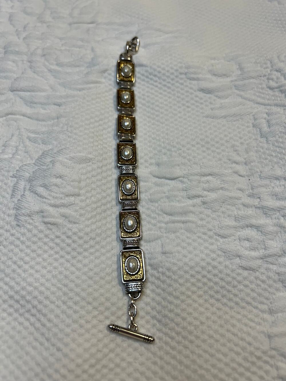 Vintage Brighton Silver & Gold Tone Toggle Clasp Bracelet